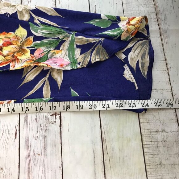 Zara Basic Floral Split Leg Pants Navy Size Large - Picture 11 of 11